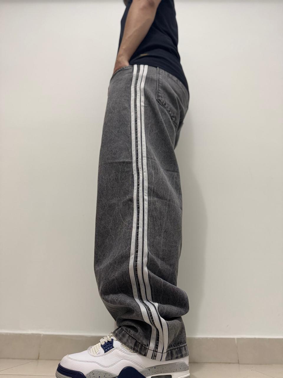 JEAN BAGGY TRIM GRIS