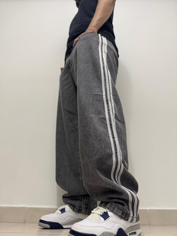 JEAN BAGGY TRIM GRIS